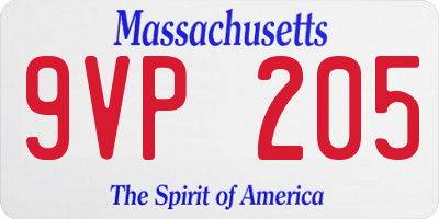 MA license plate 9VP205