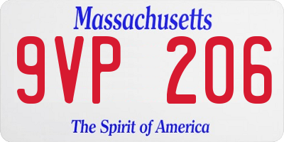 MA license plate 9VP206