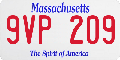 MA license plate 9VP209