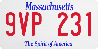 MA license plate 9VP231