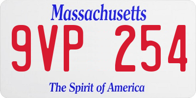 MA license plate 9VP254