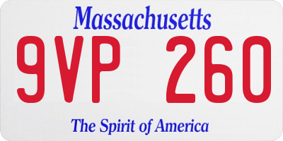 MA license plate 9VP260