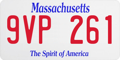 MA license plate 9VP261