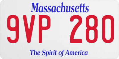 MA license plate 9VP280