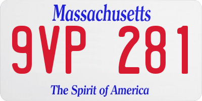 MA license plate 9VP281