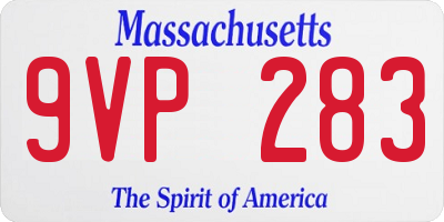 MA license plate 9VP283