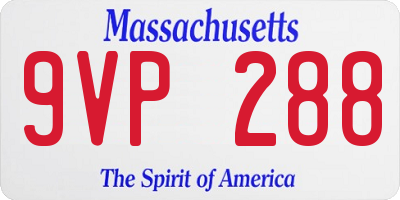 MA license plate 9VP288
