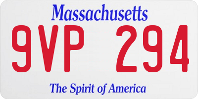 MA license plate 9VP294