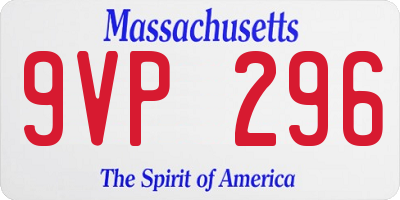 MA license plate 9VP296