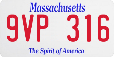 MA license plate 9VP316