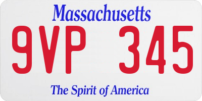 MA license plate 9VP345