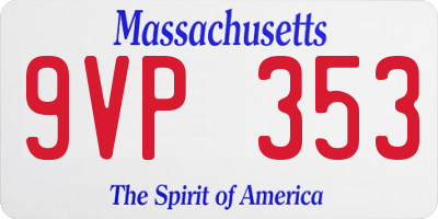 MA license plate 9VP353