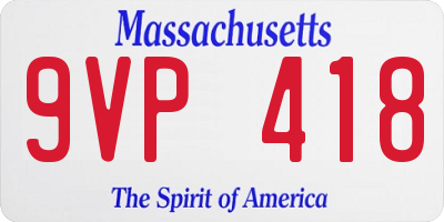 MA license plate 9VP418