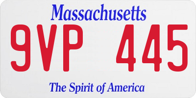 MA license plate 9VP445
