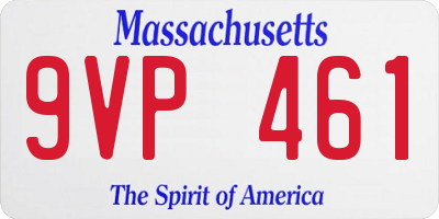 MA license plate 9VP461