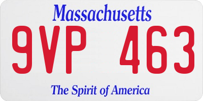 MA license plate 9VP463