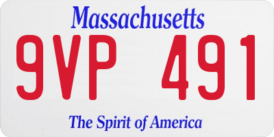 MA license plate 9VP491