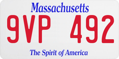 MA license plate 9VP492