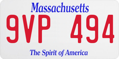 MA license plate 9VP494