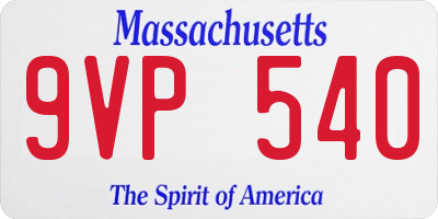 MA license plate 9VP540