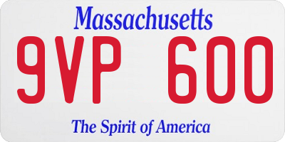 MA license plate 9VP600