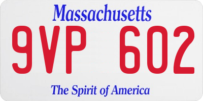 MA license plate 9VP602