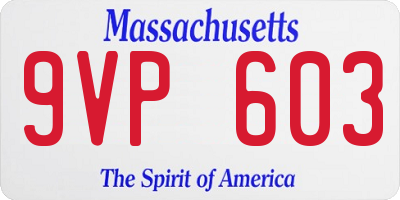 MA license plate 9VP603