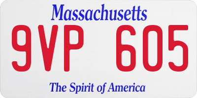 MA license plate 9VP605