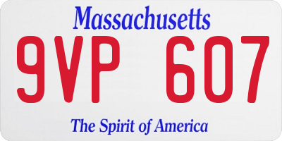 MA license plate 9VP607