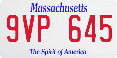 MA license plate 9VP645