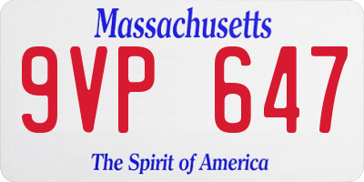 MA license plate 9VP647