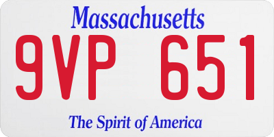 MA license plate 9VP651
