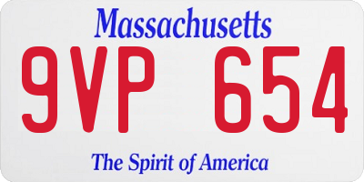 MA license plate 9VP654