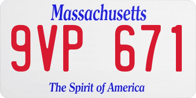 MA license plate 9VP671