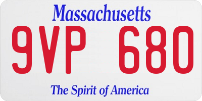 MA license plate 9VP680