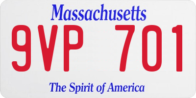 MA license plate 9VP701