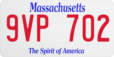 MA license plate 9VP702