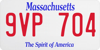 MA license plate 9VP704