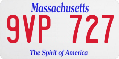 MA license plate 9VP727