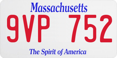 MA license plate 9VP752