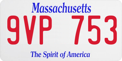 MA license plate 9VP753