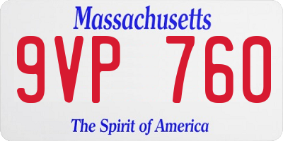 MA license plate 9VP760