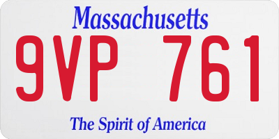 MA license plate 9VP761