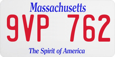 MA license plate 9VP762