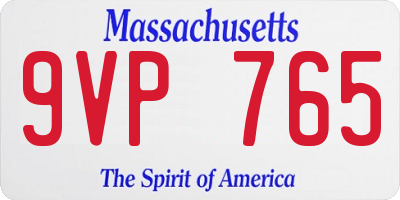 MA license plate 9VP765