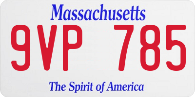 MA license plate 9VP785