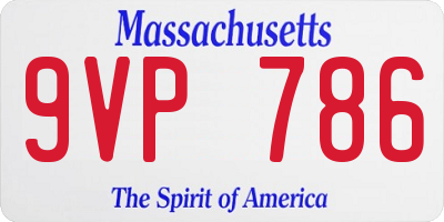 MA license plate 9VP786
