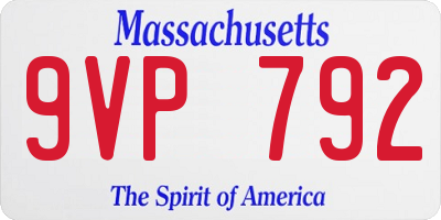 MA license plate 9VP792