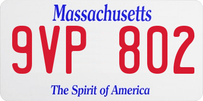 MA license plate 9VP802