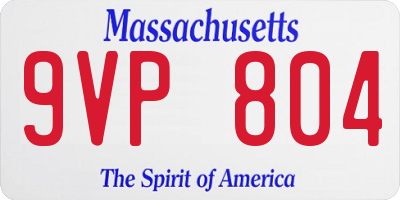 MA license plate 9VP804